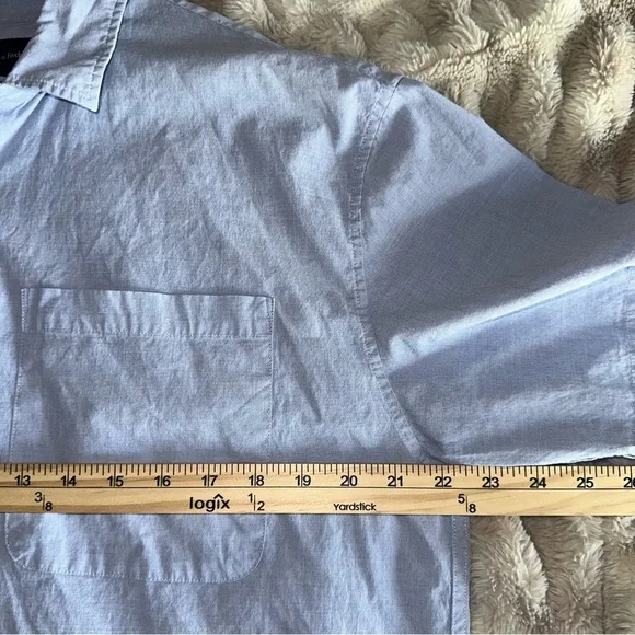 Abercrombie & Fitch Cropped Button Up Shirt Men’s Medium Blue Stretch - Picture 8 of 10